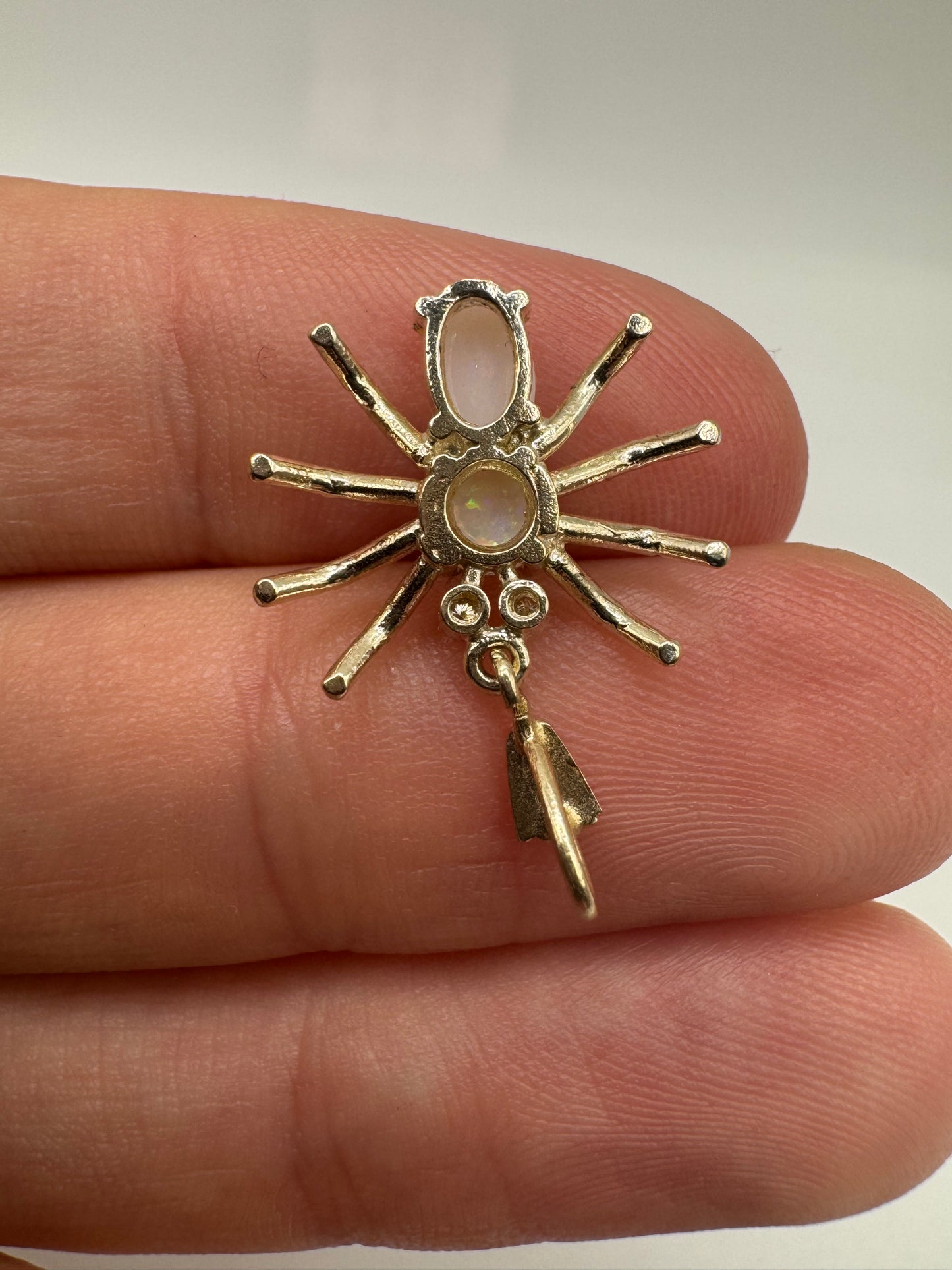 9ct gold opal and diamond spider pendant