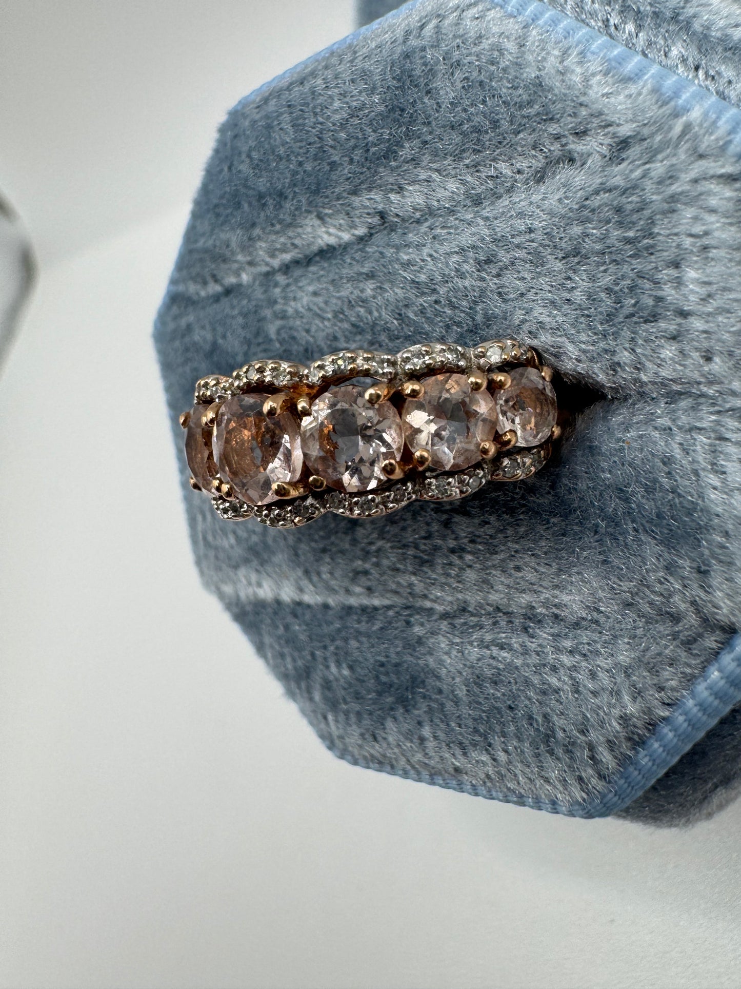 9ct rose gold morganite and diamond ring