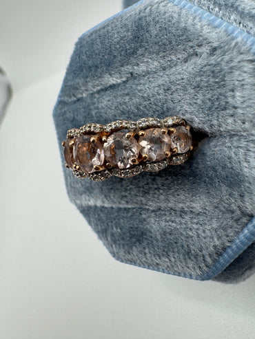 9ct rose gold morganite and diamond ring