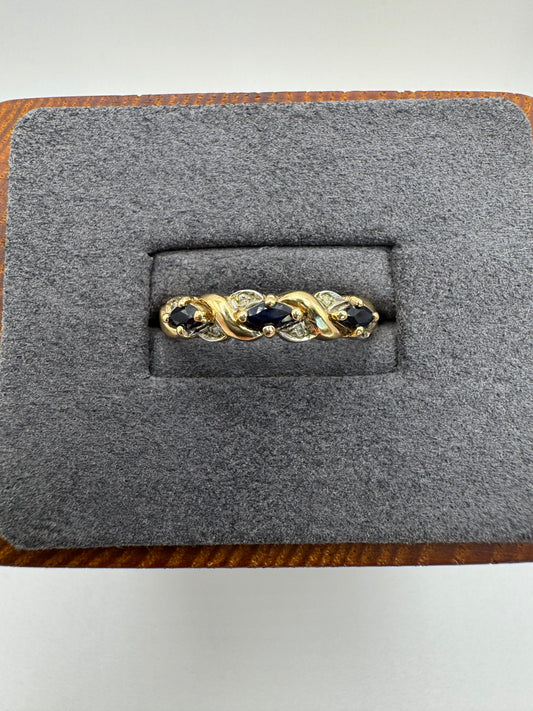 9ct gold sapphire and diamond ring