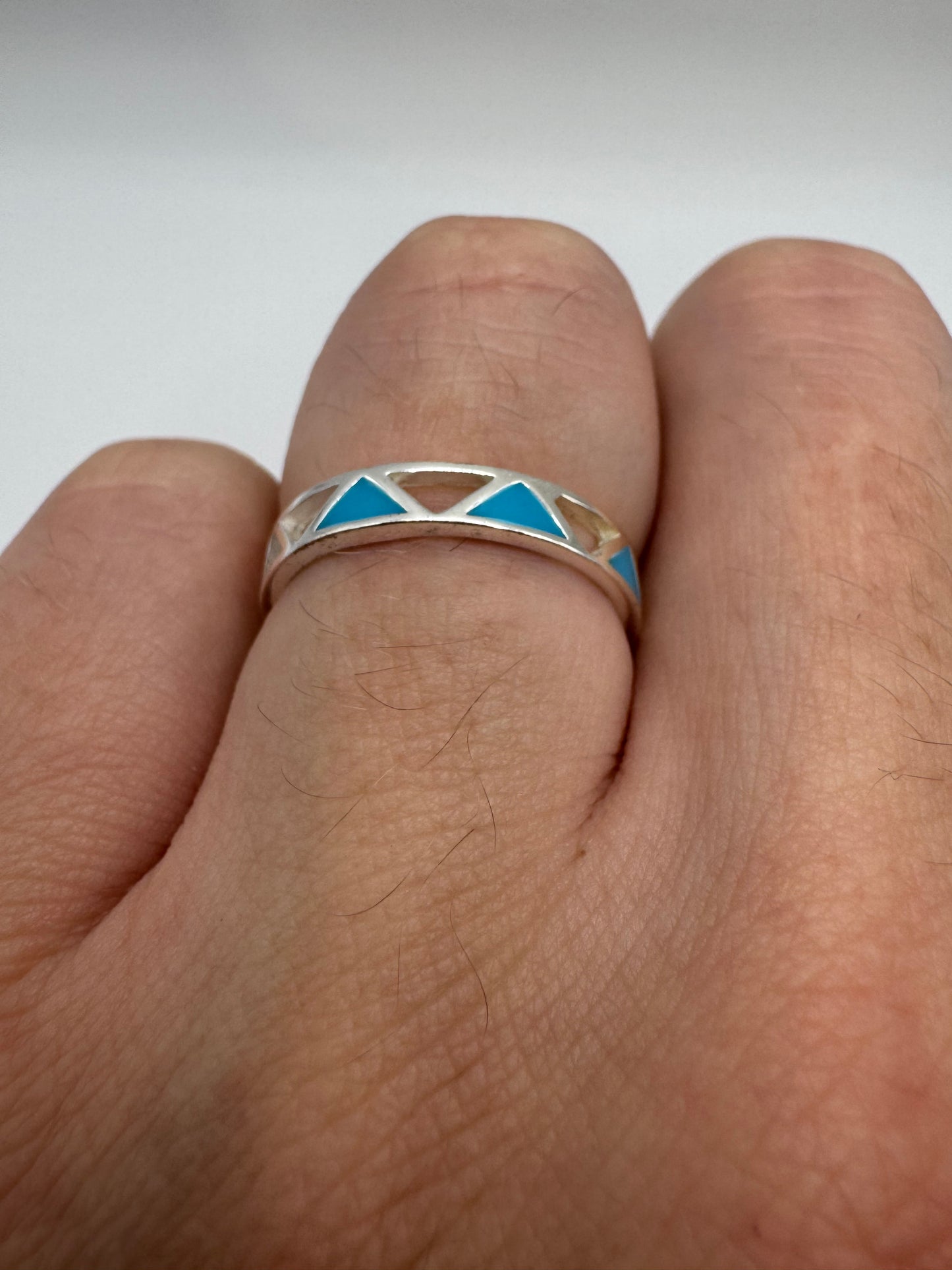 Silver enamelled ring (6.75-N)