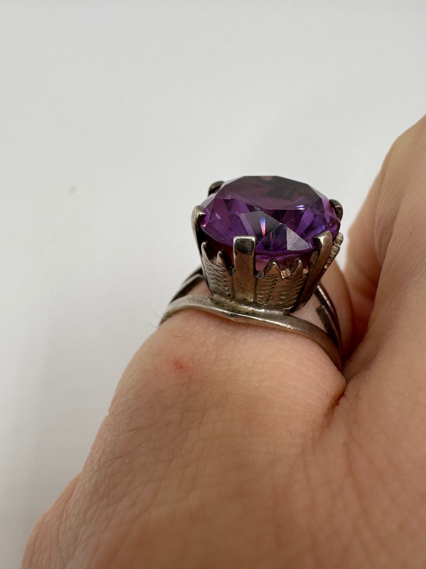 Silver gemstone ring