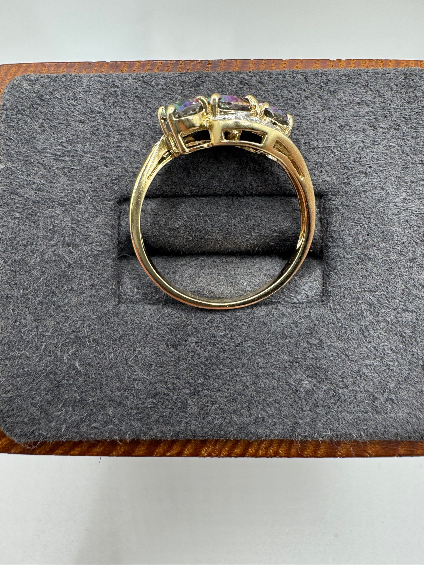 9ct gold mystic topaz and diamond ring