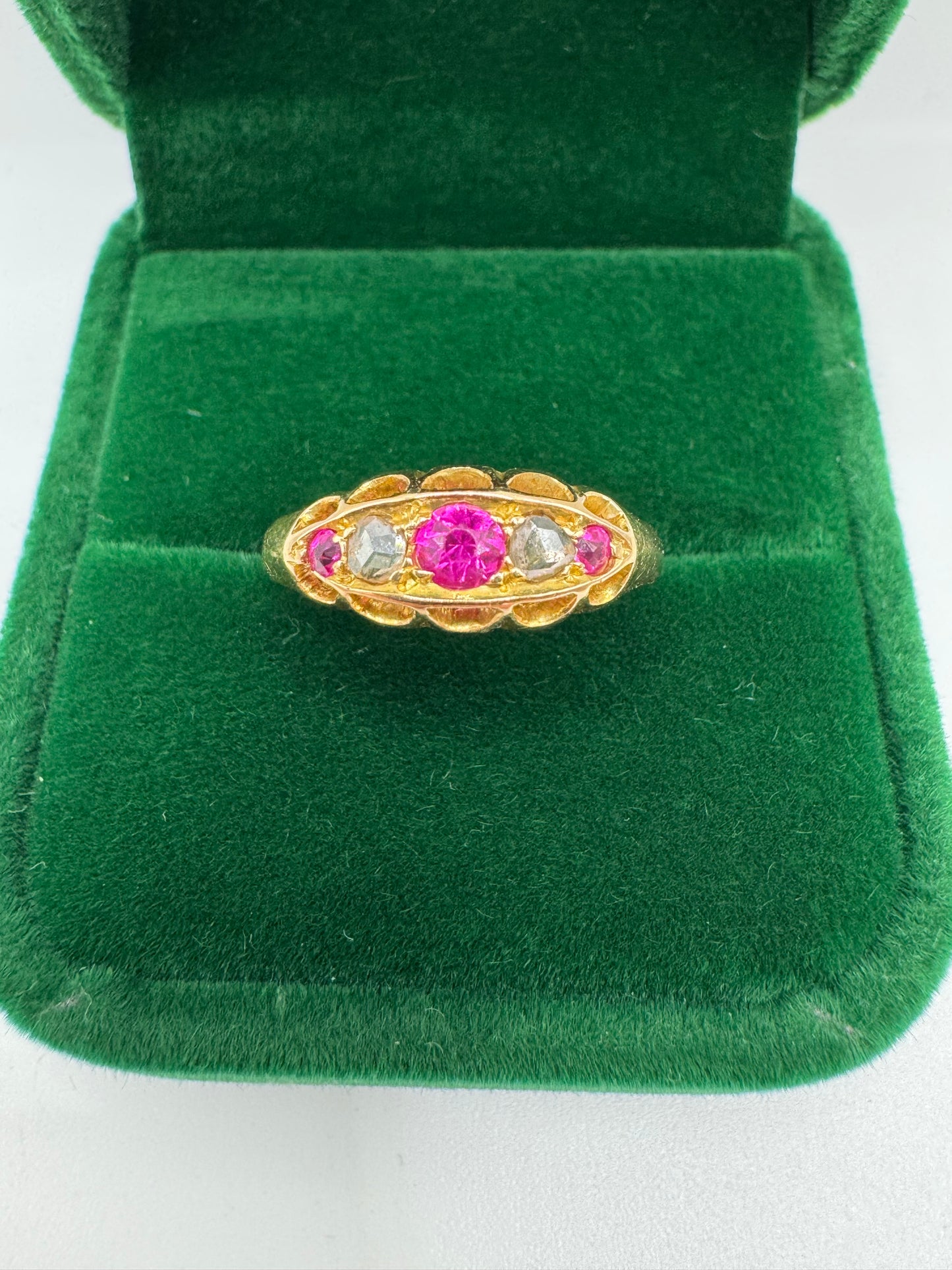 Antique 18ct gold ruby and diamond ring