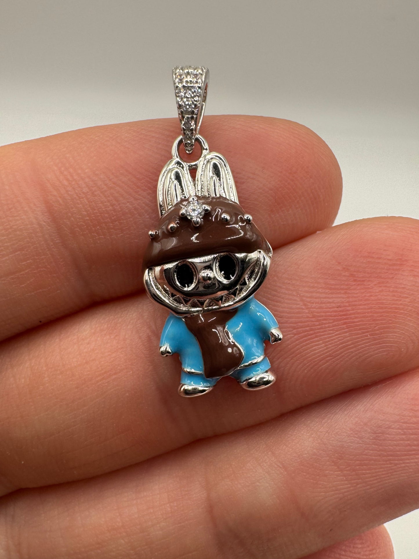 Silver enamelled character charm