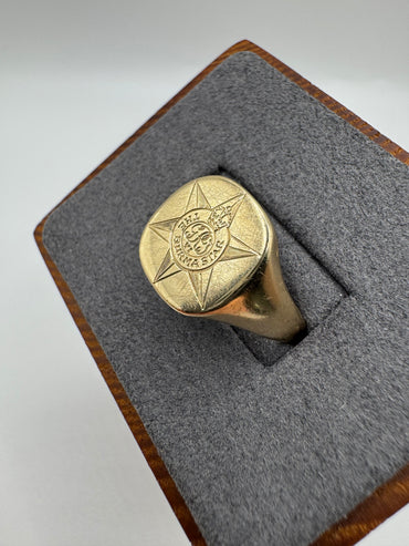 Heavy 9ct gold World War 2 “The Burma Star” signet ring
