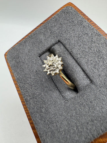 9ct gold diamond cluster ring
