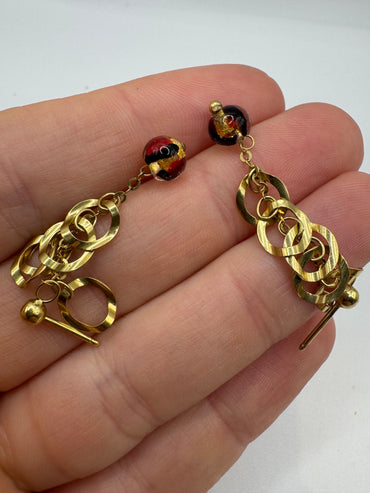 9ct gold enamelled earrings