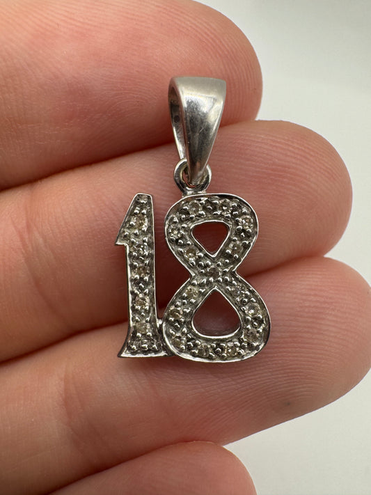 9ct white gold diamond 18 pendant