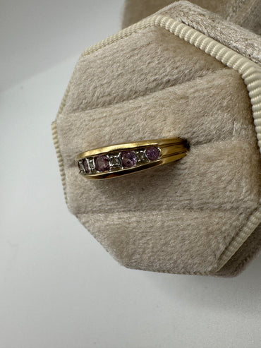 9ct gold pink sapphire and diamond ring