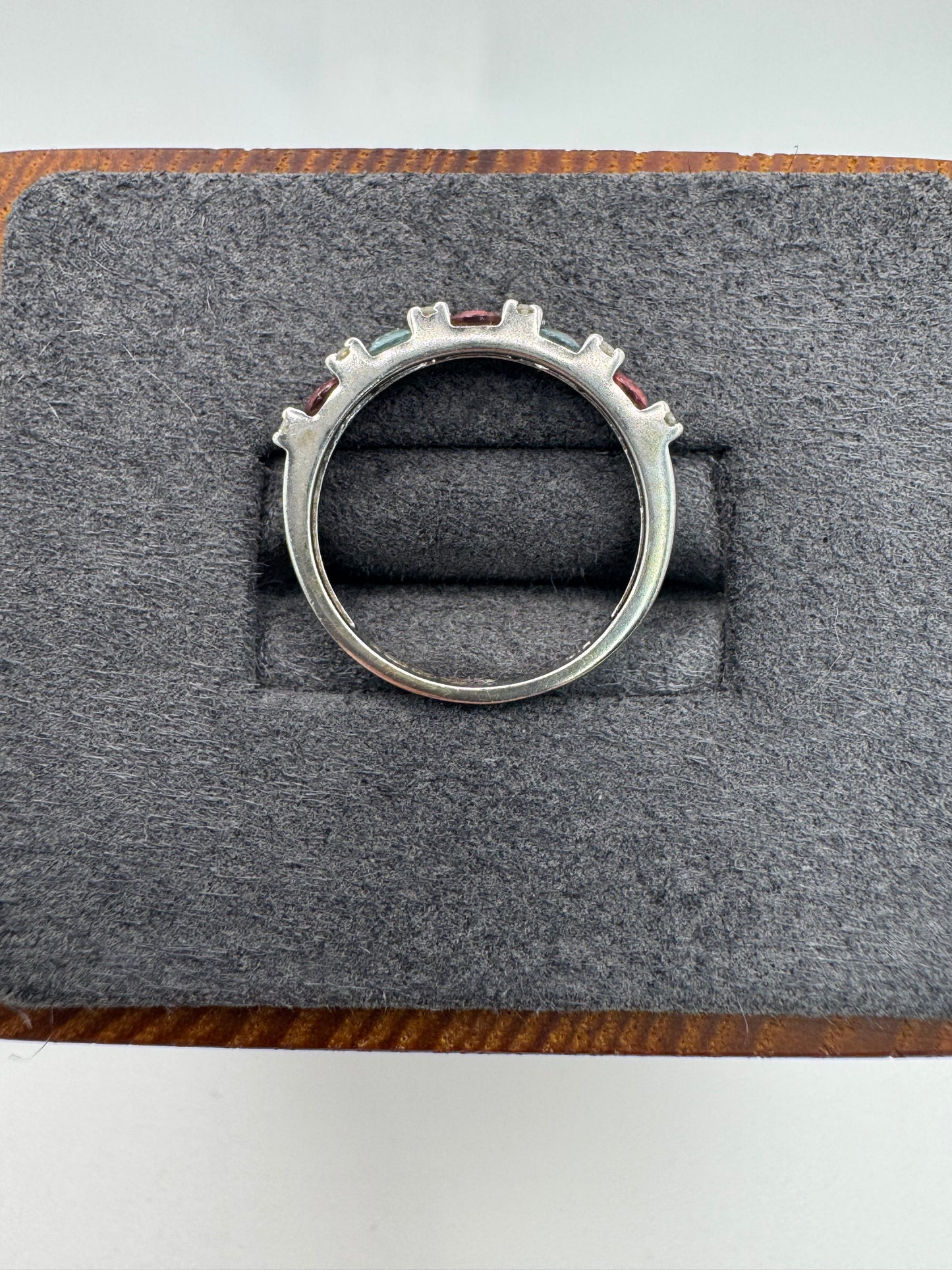 9ct white gold tourmaline, topaz and diamond ring