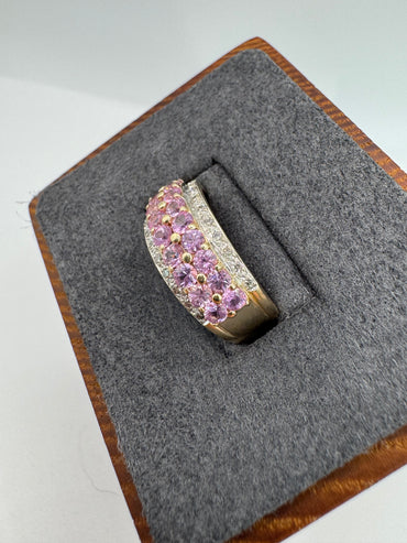 9ct gold pink topaz and diamond ring