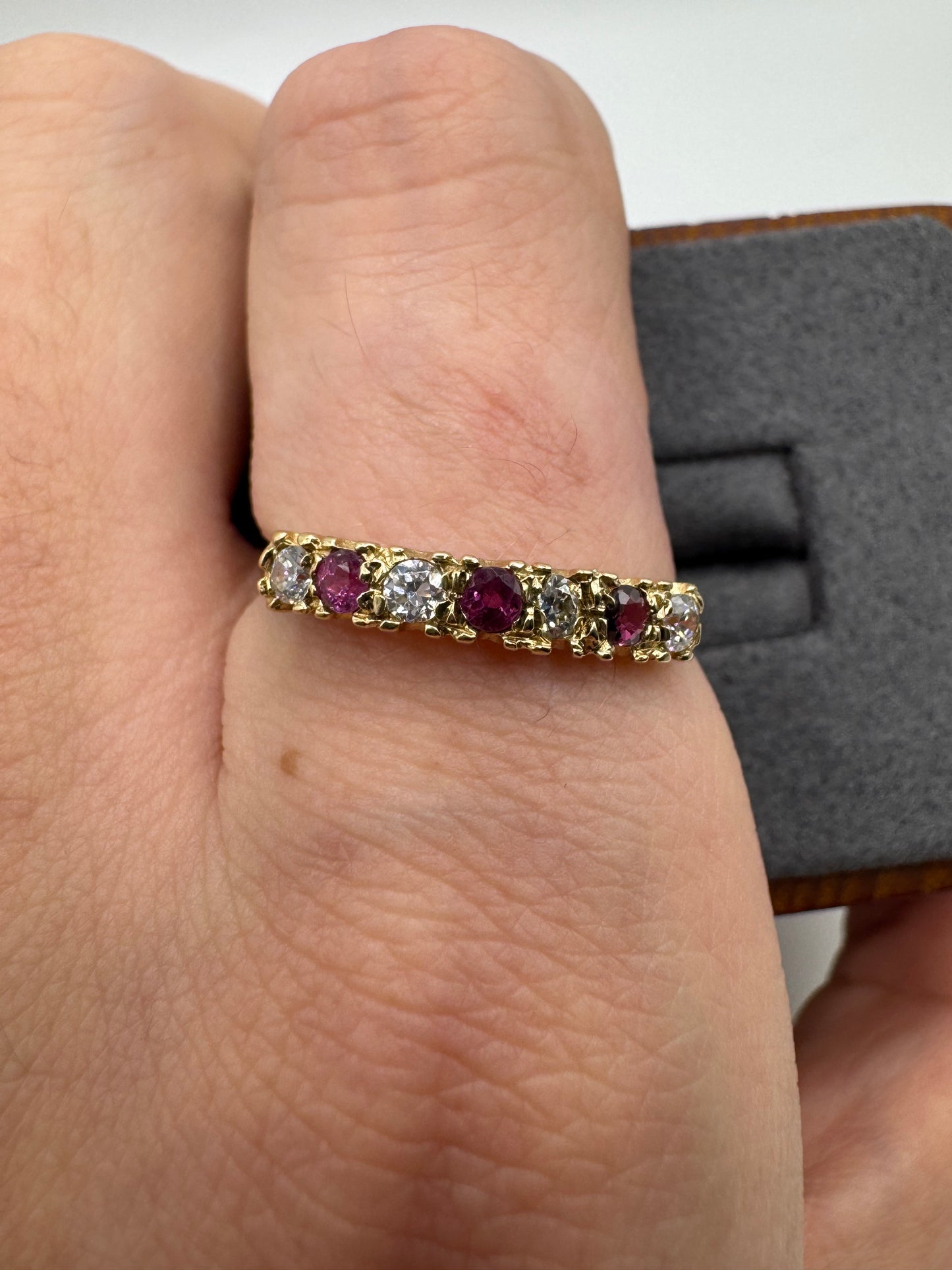 9ct gold ruby and cz ring