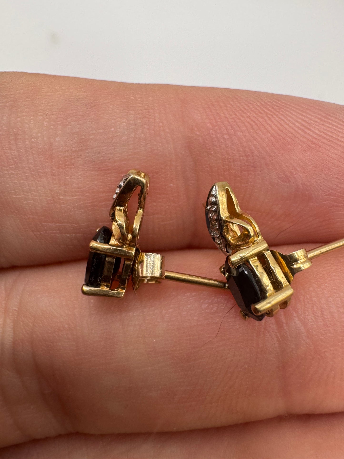 9ct gold sapphire and diamond earrings