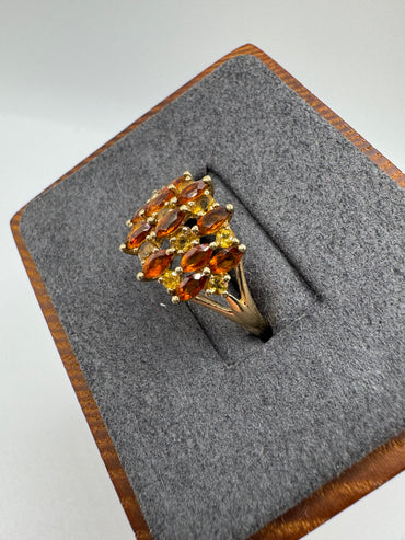 9ct gold citrine cluster ring