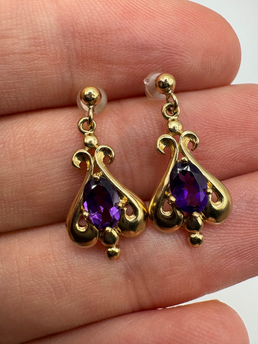 9ct gold amethyst earrings