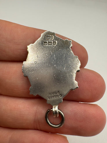 Silver shield fob pendant