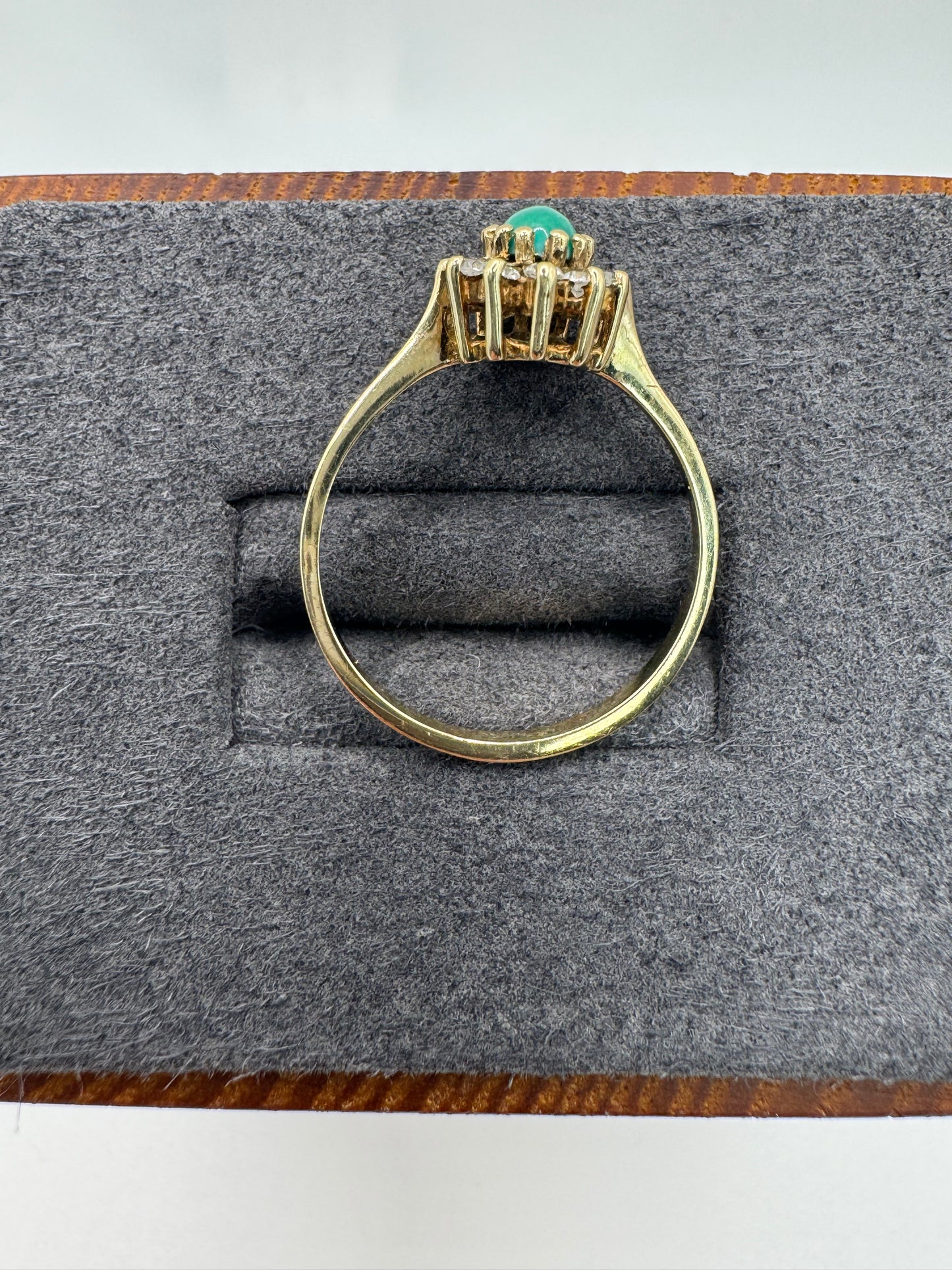 9ct gold turquoise and cz cluster ring