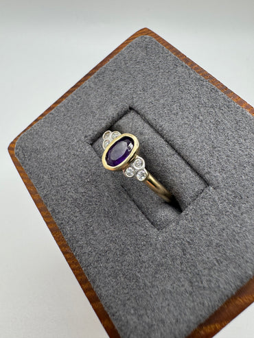 9ct gold amethyst and diamond ring