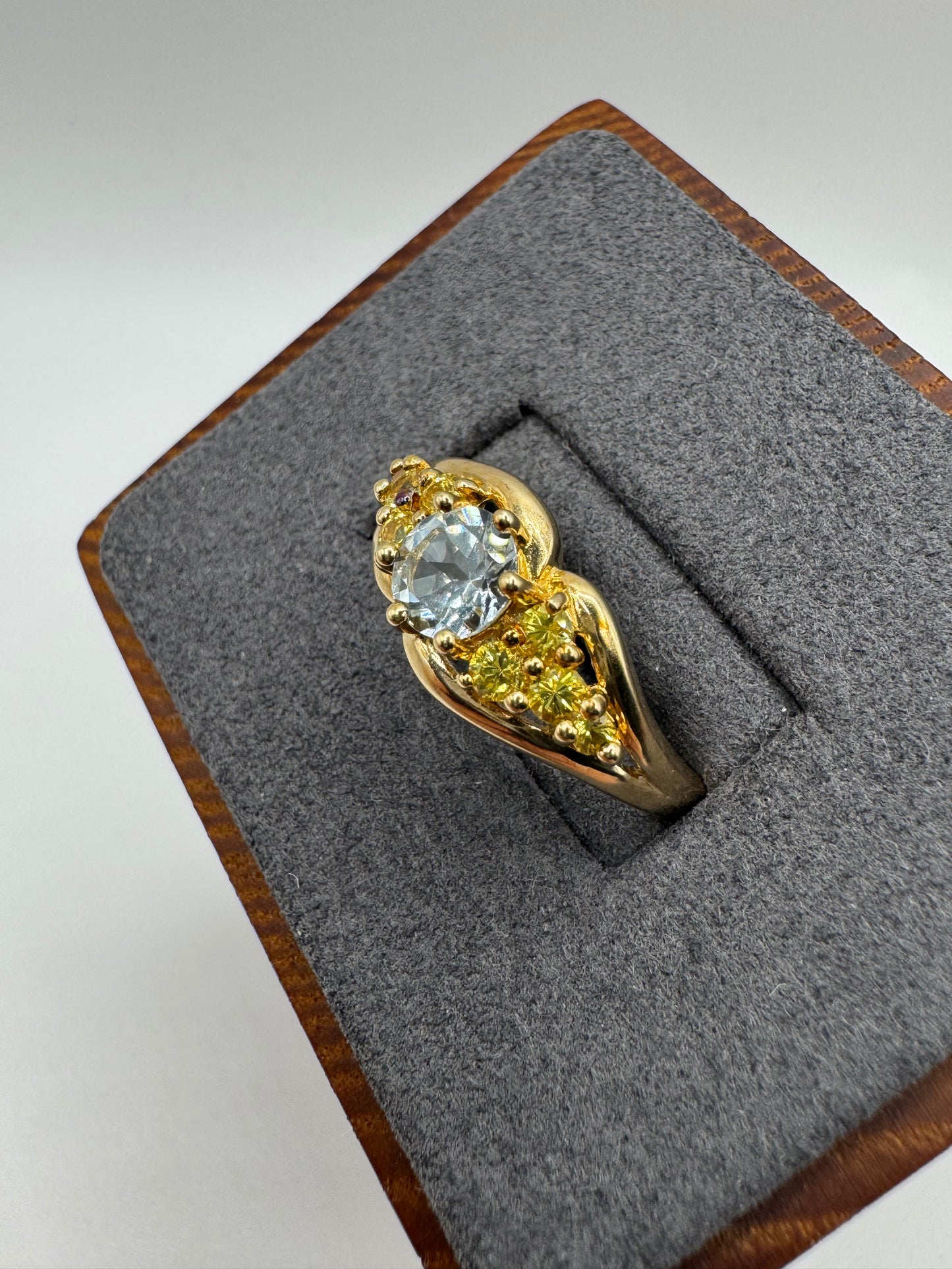 9ct gold topaz and yellow sapphire cluster ring