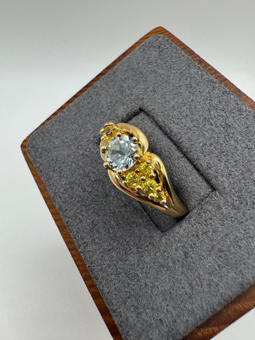 9ct gold topaz and yellow sapphire cluster ring