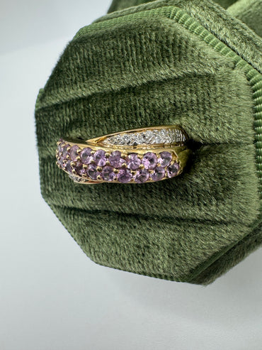 9ct gold pink sapphire and diamond ring