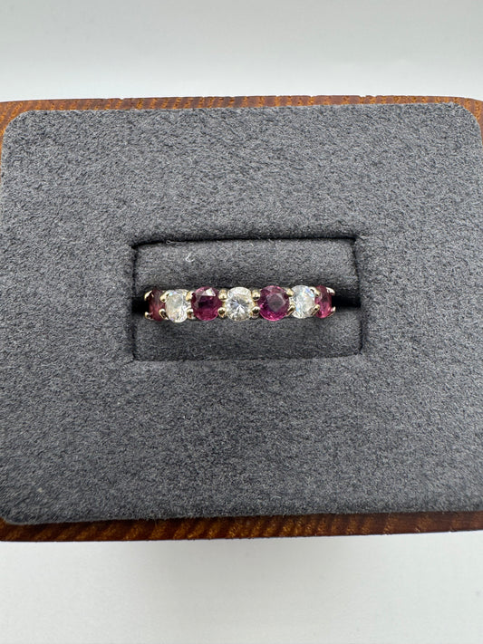 9ct gold ruby and cz ring
