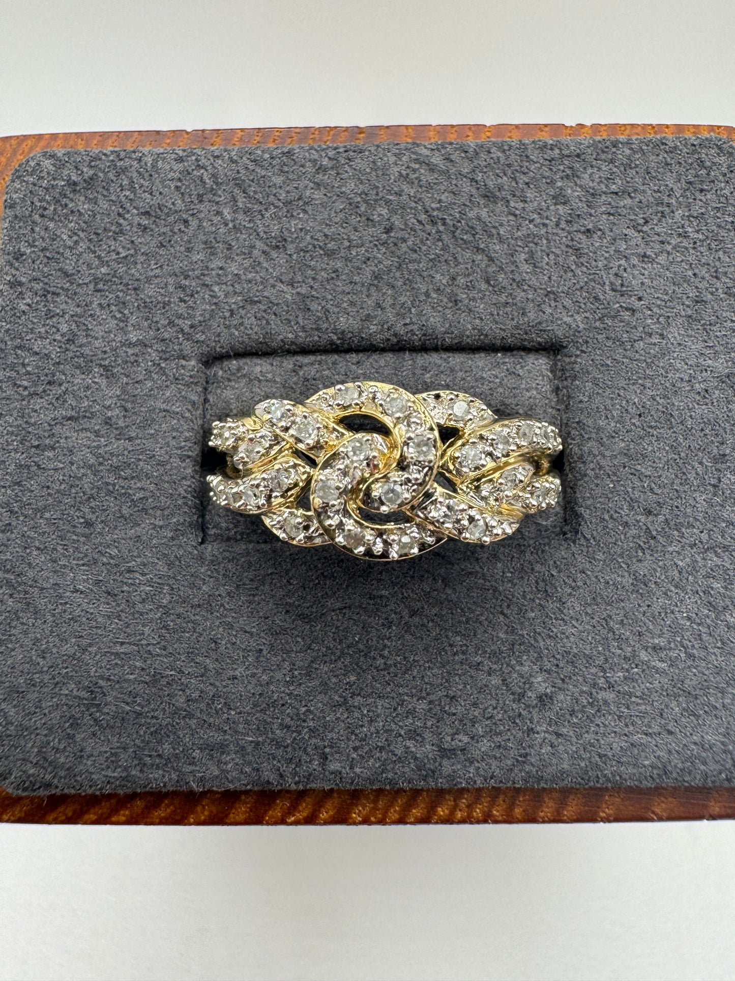 9ct gold diamond knot ring