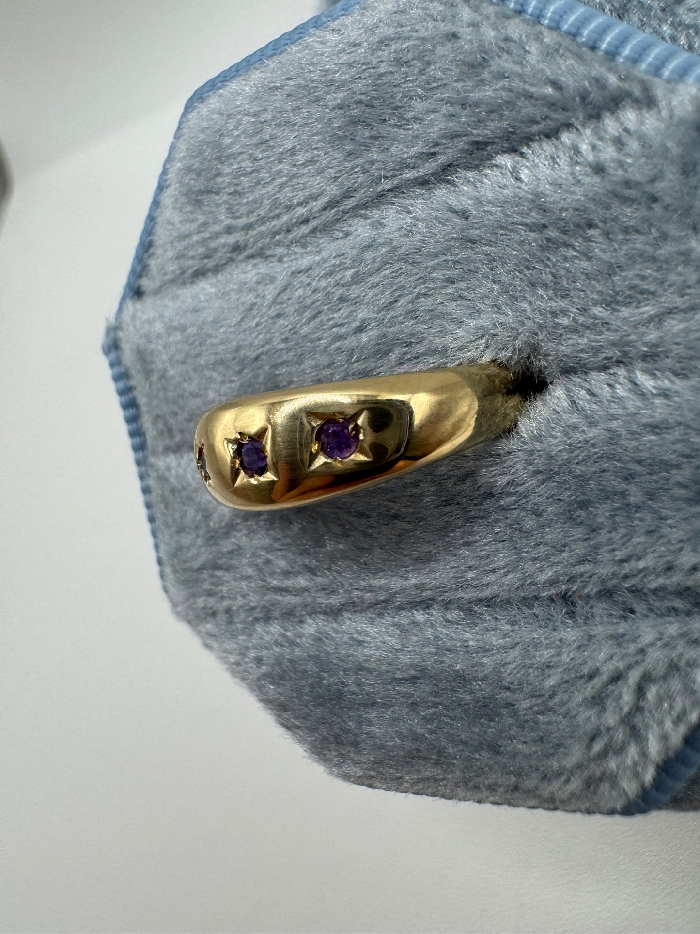 9ct gold amethyst gypsy ring