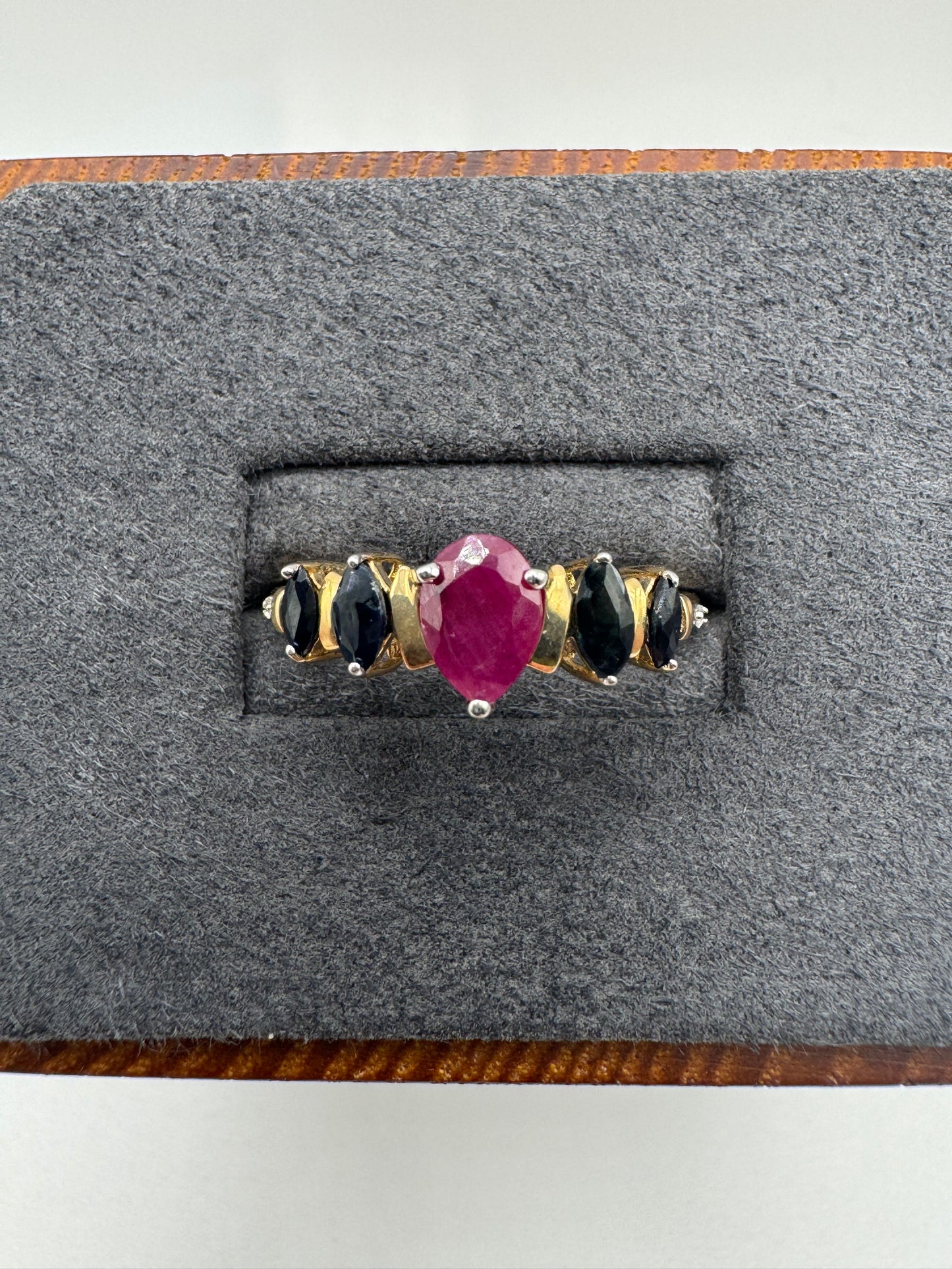 9ct gold ruby and sapphire ring