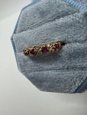 9ct gold ruby and diamond ring
