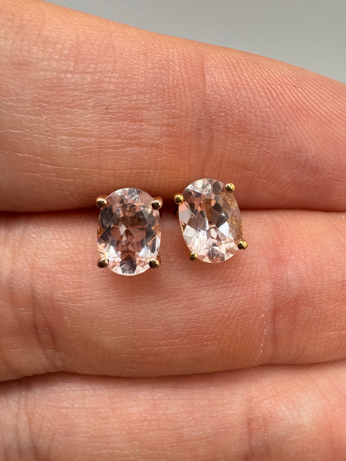 9ct rose gold kunzite earrings