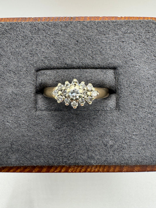 9ct gold diamond cluster ring