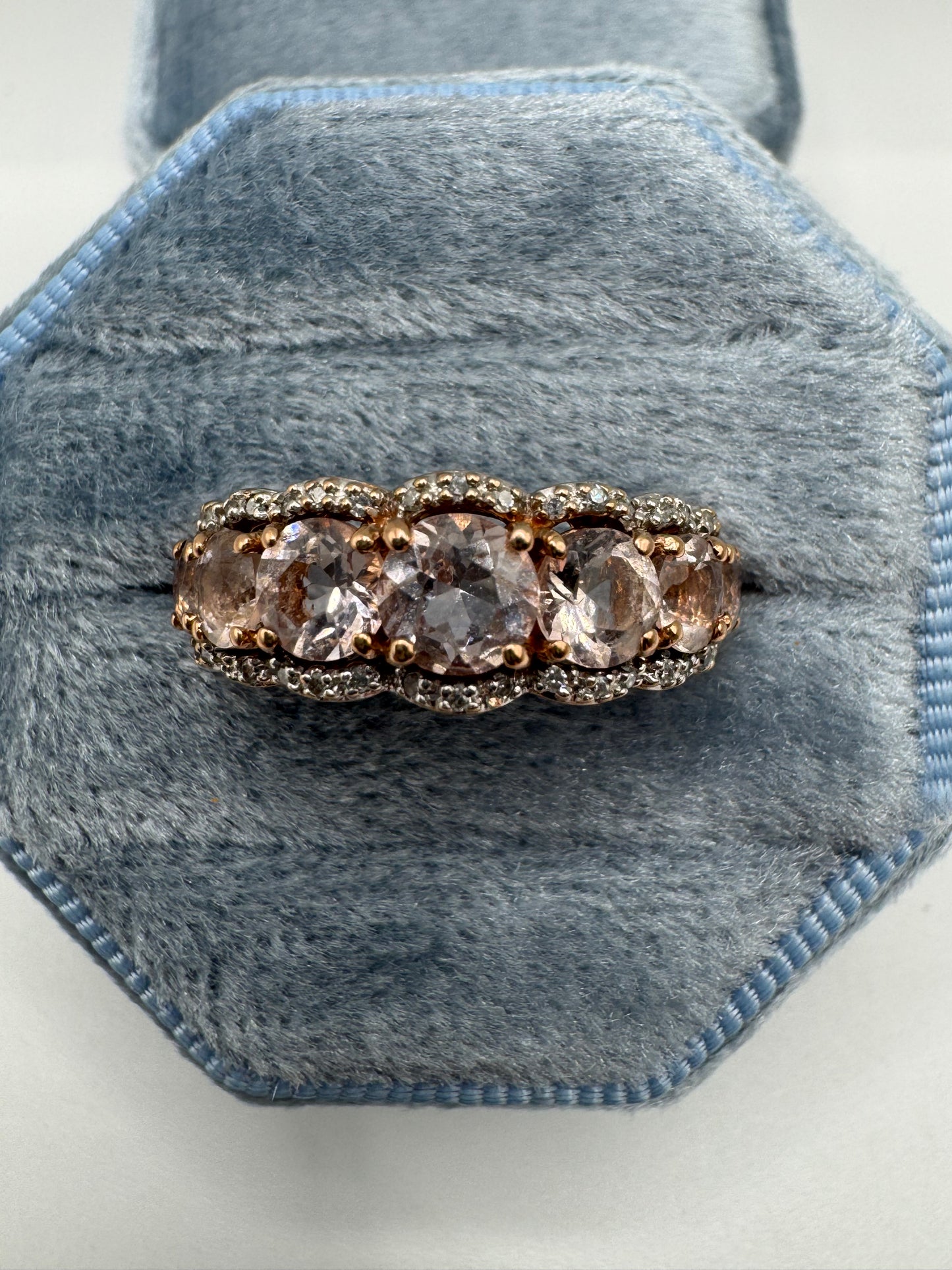9ct rose gold morganite and diamond ring
