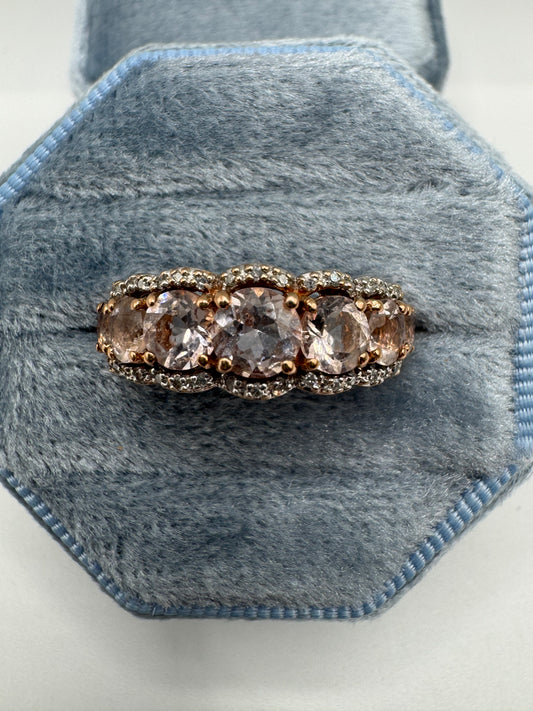 9ct rose gold morganite and diamond ring