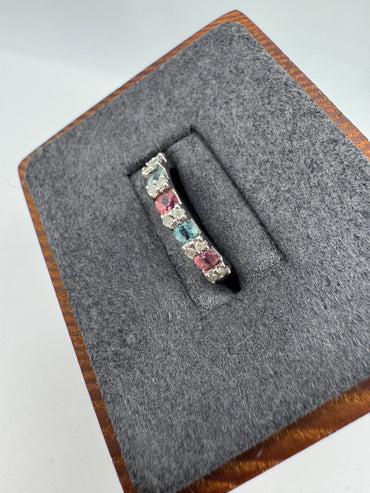 9ct white gold tourmaline, topaz and diamond ring