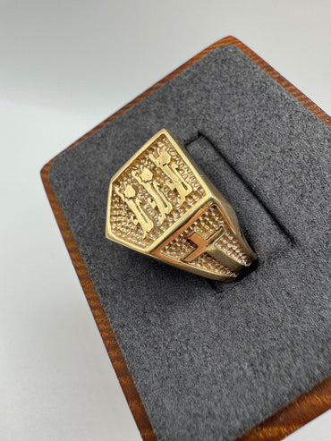 Heavy 9ct gold England 3 Lions ring