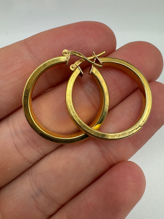 9ct gold Greek key creole earrings