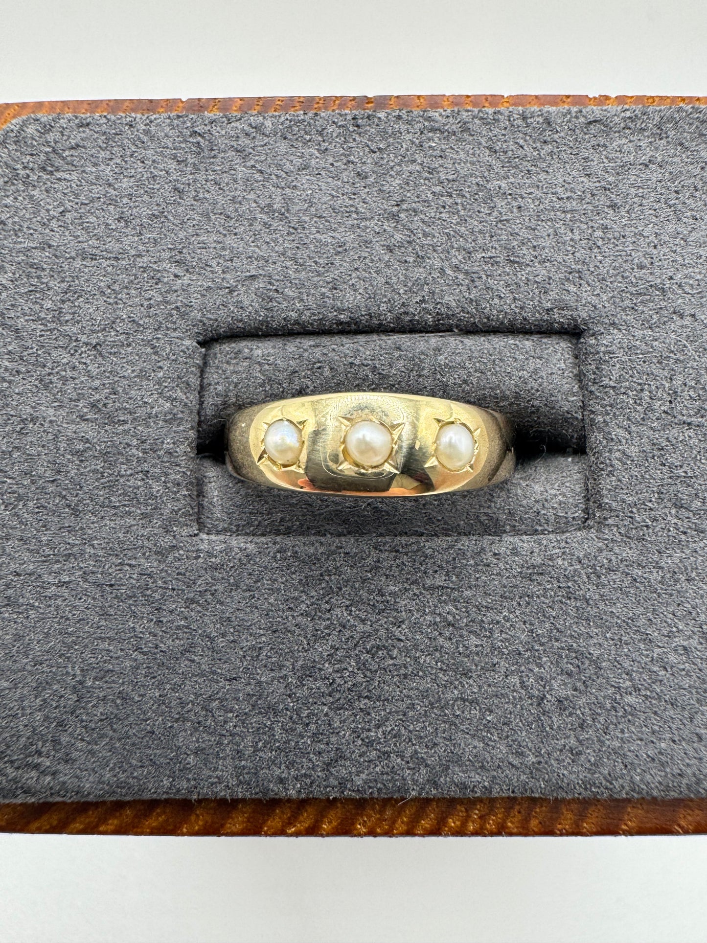 RESERVED 9ct gold pearl gypsy ring