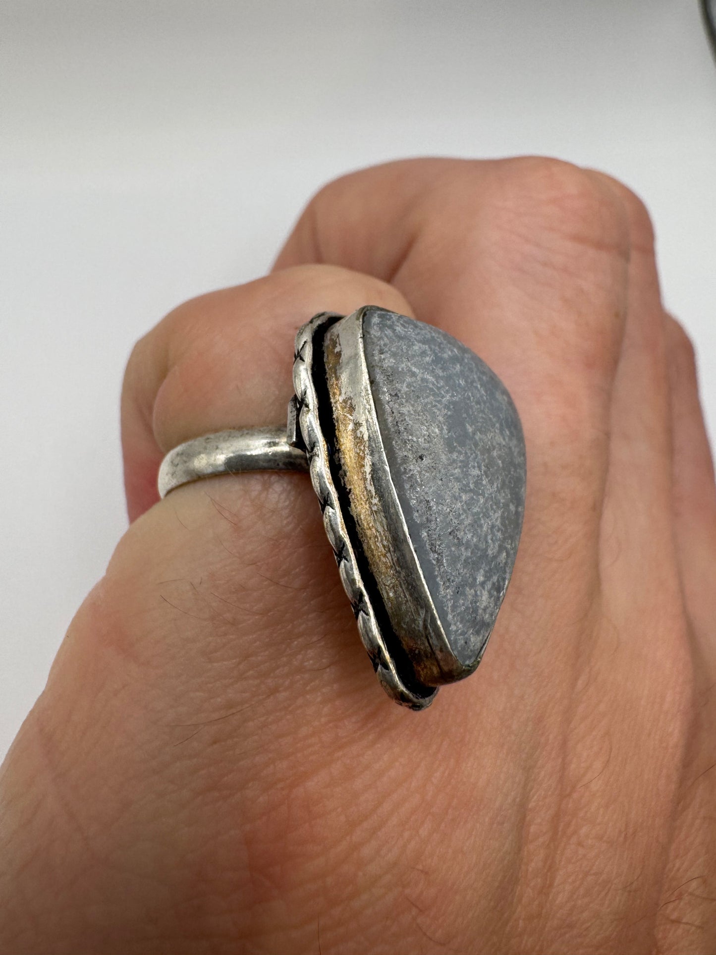 Silver agate ring (6-L1/2)