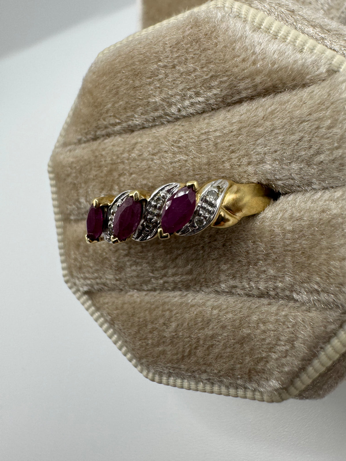 9ct gold ruby and diamond ring