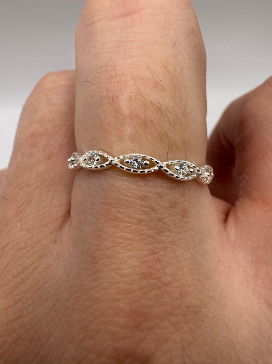 Silver cz 3/4 eternity ring