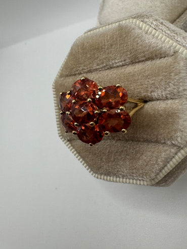 9ct gold tourmaline cluster ring