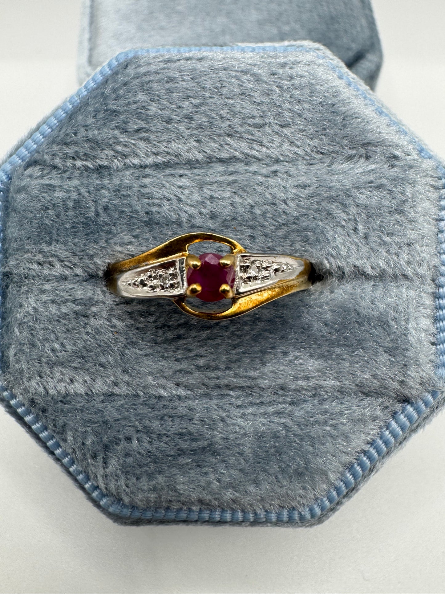 9ct gold ruby and diamond ring