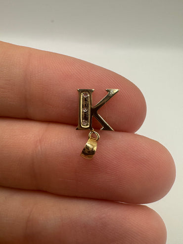 9ct gold diamond initial K pendant