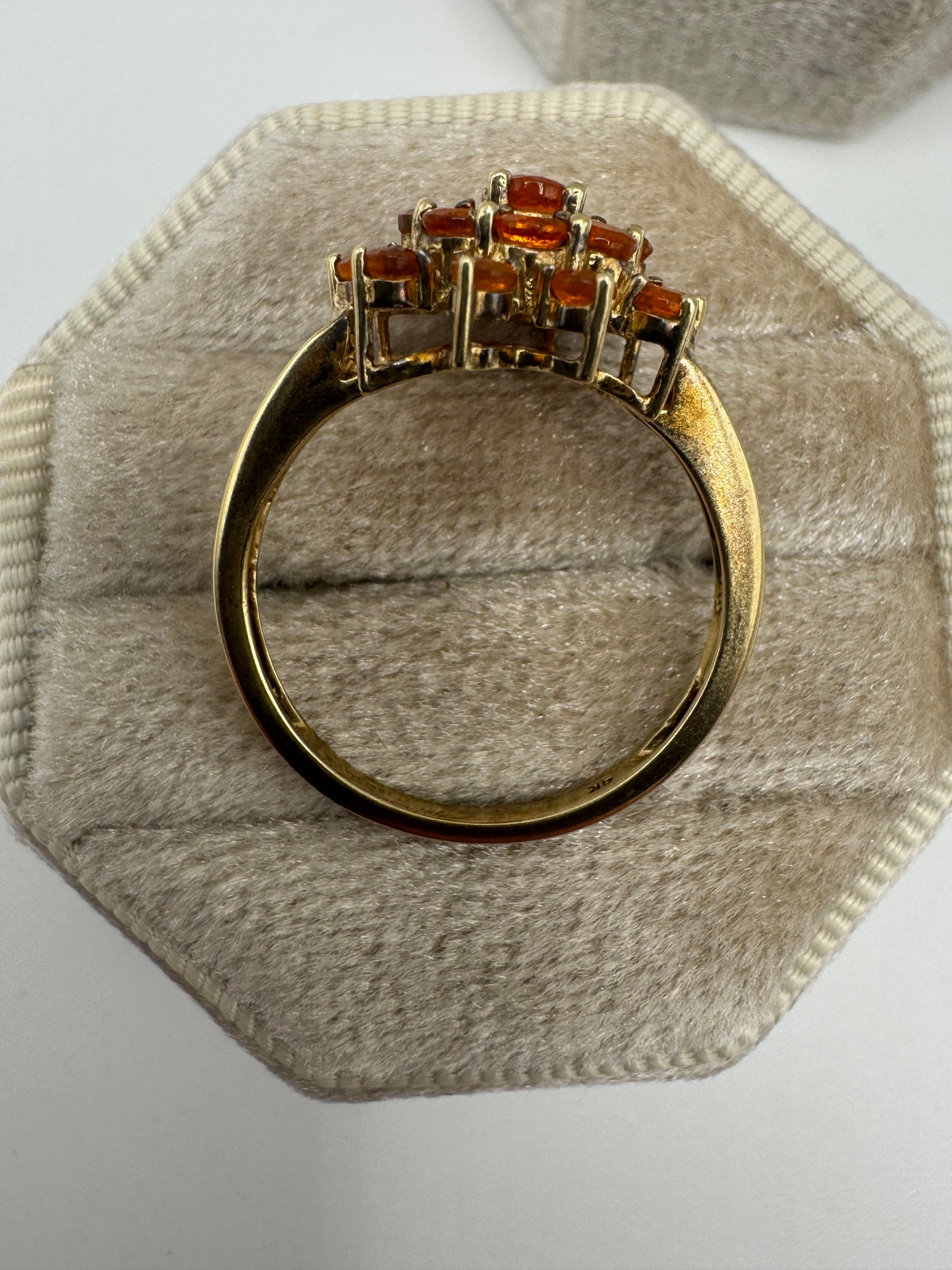 9ct gold fire opal cluster ring