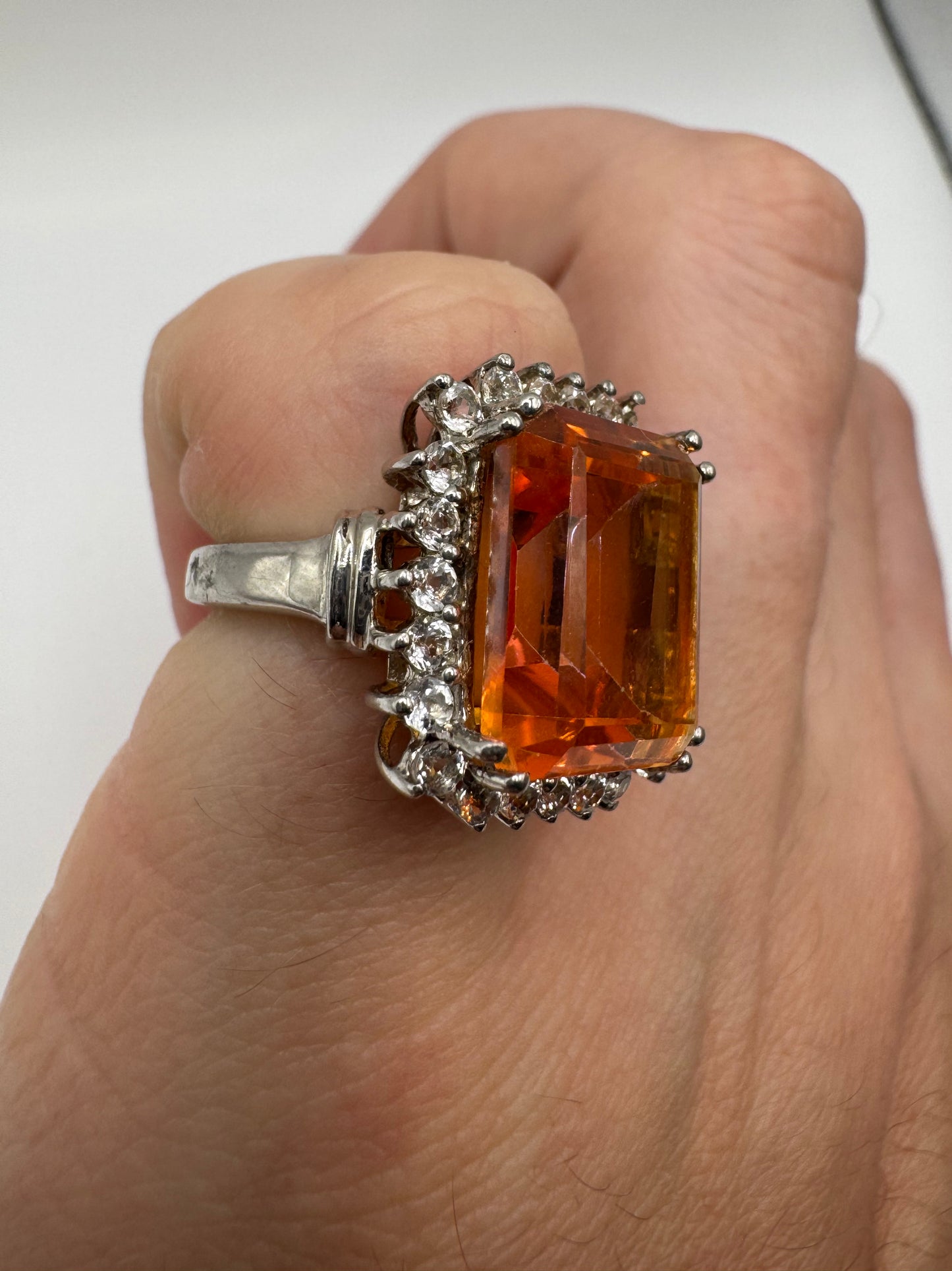 Silver topaz cluster ring (5-J1/2)