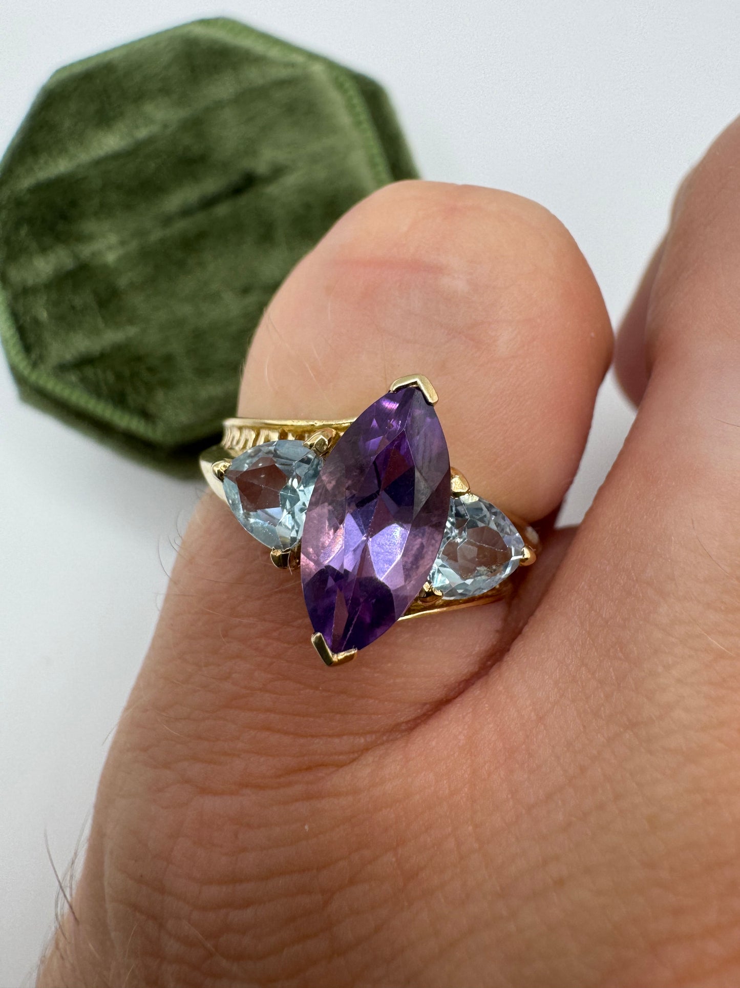9ct gold amethyst and topaz ring