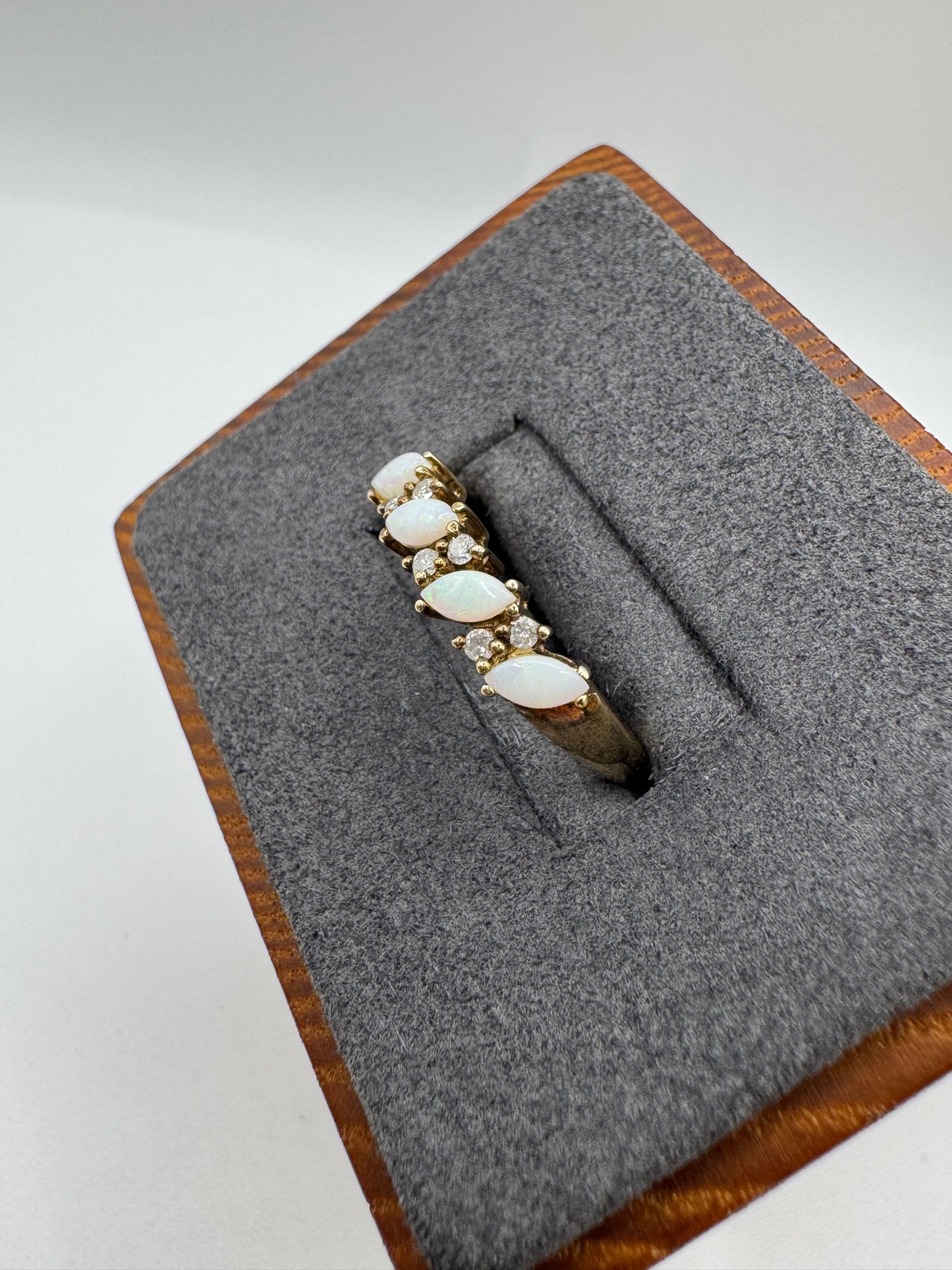 9ct gold opal and diamond ring