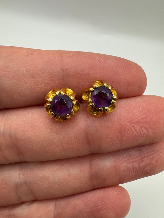 9ct gold amethyst earrings